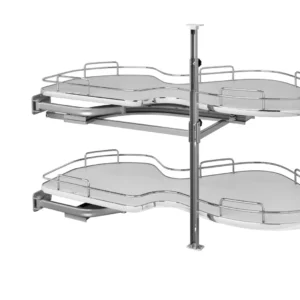 Rev-A-Shelf 2-Tier Solid Bottom Shelves for Left Door-Blind Right Corner Cabinet 21in Gray