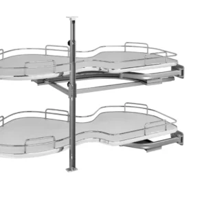 Rev-A-Shelf 2-Tier Solid Bottom Shelves for Right Door-Blind Left Corner Cabinet 21in Gray