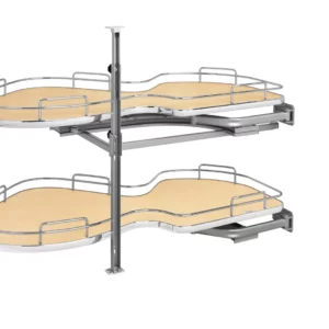 Rev-A-Shelf 2-Tier Solid Bottom Shelves for Right Door-Blind Left Corner Cabinet 21in Natural Maple