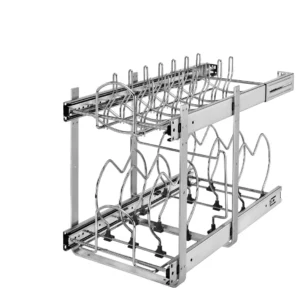 Rev-A-Shelf 2-Tier Pull-Out Base Cabinet Cookware Organizer 12in Chrome