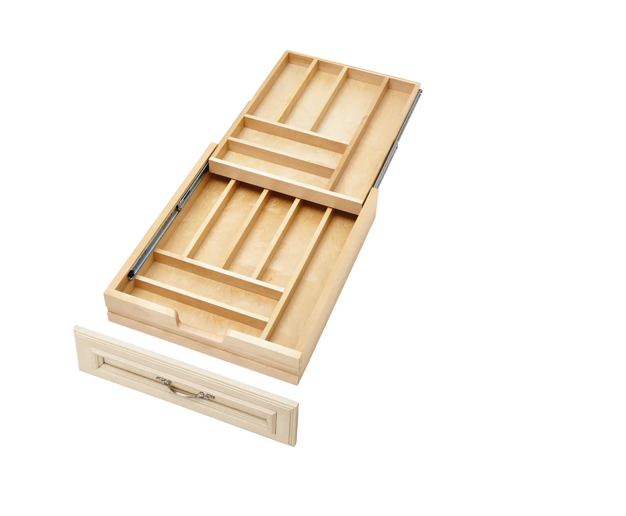 Rev-A-Shelf Tiered Cutlery Drawer w.Blumotion Soft-Close for Face Frame 21in Natural Maple