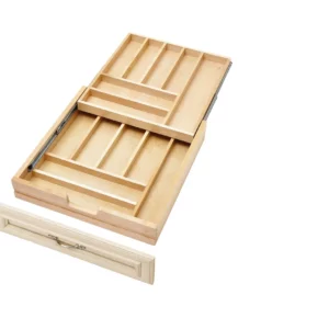 Rev-A-Shelf Tiered Cutlery Drawer w.Blumotion Soft-Close for Face Frame 24in Natural Maple
