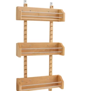Rev-A-Shelf Wood Door Mount Adjustable 3-Shelf Spice Rack for Medium Cabinet Maple