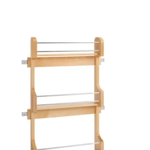 Rev-A-Shelf Door Mount Wood 3-Shelf Spice Rack for Medium Cabinet Maple