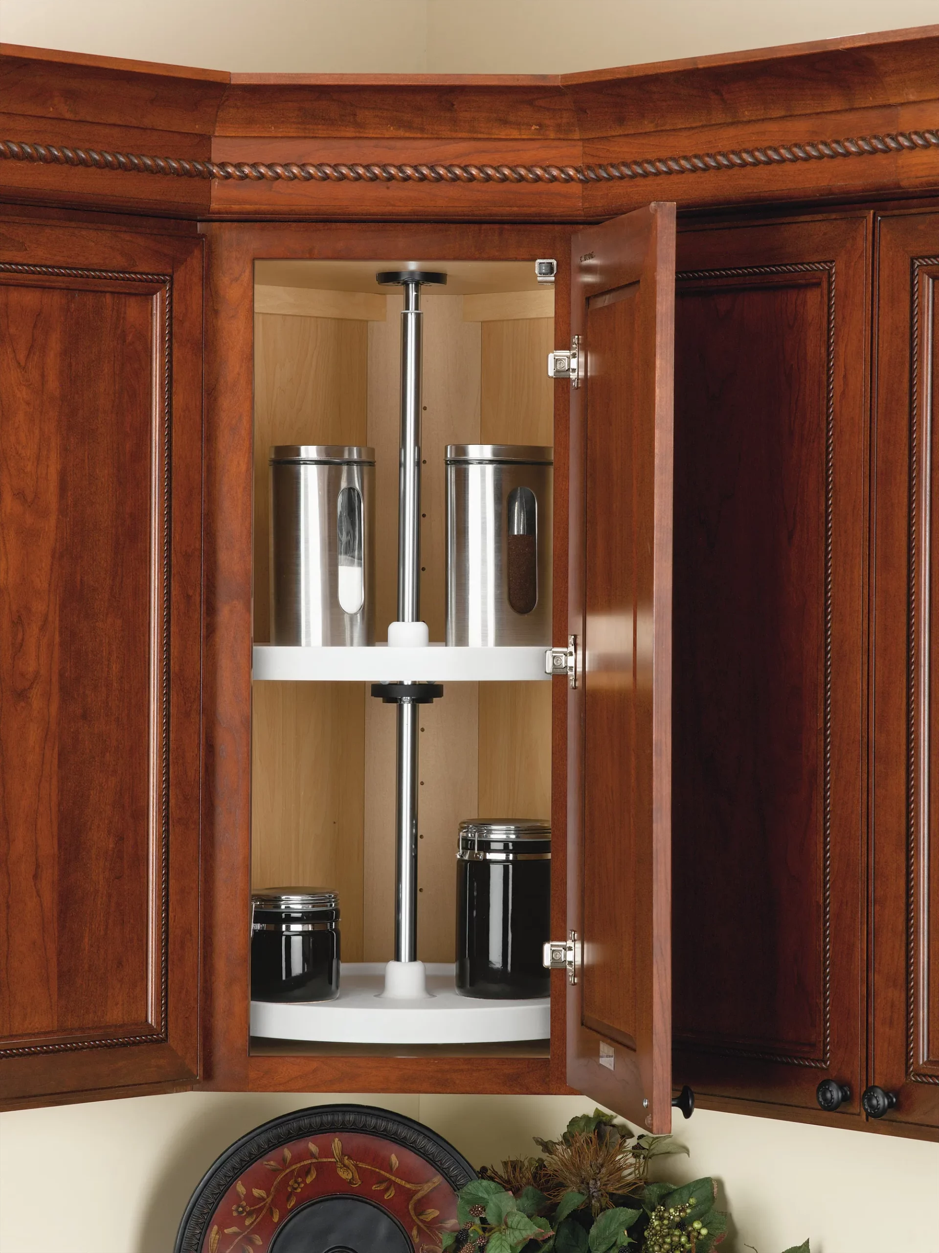 28" Full Round Lazy Susan Corner Organizer (White, B1/U1 Hardware Set) - Image 2