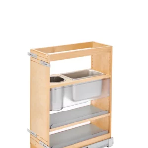 Rev-A-Shelf Pull-Out Vanity Grooming Organizer with Soft-Close Slide 25in Natural Maple