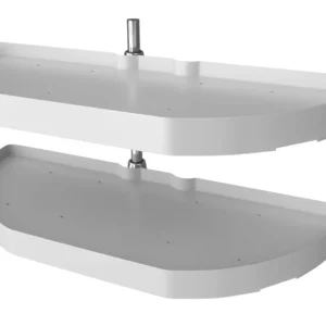 Rev-A-Shelf 2-Shelf Half Moon Pivot and Slide Lazy Susan Set 31in White