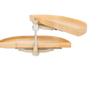 Rev-A-Shelf 2-Shelf Half Moon Lazy Susan Set w.Pivot and Slide for Blind Corner Cabinet 32in Natural Wood