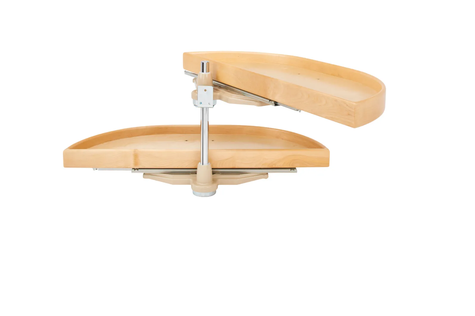 Rev-A-Shelf 2-Shelf Half Moon Lazy Susan Set w.Pivot and Slide for Blind Corner Cabinet 32in Natural Wood