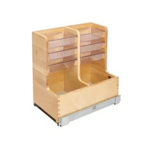 Rev-A-Shelf L-Shaped Vanity Sink Base Pull-Out w.Blumotion Soft-Close 15in Natural Maple