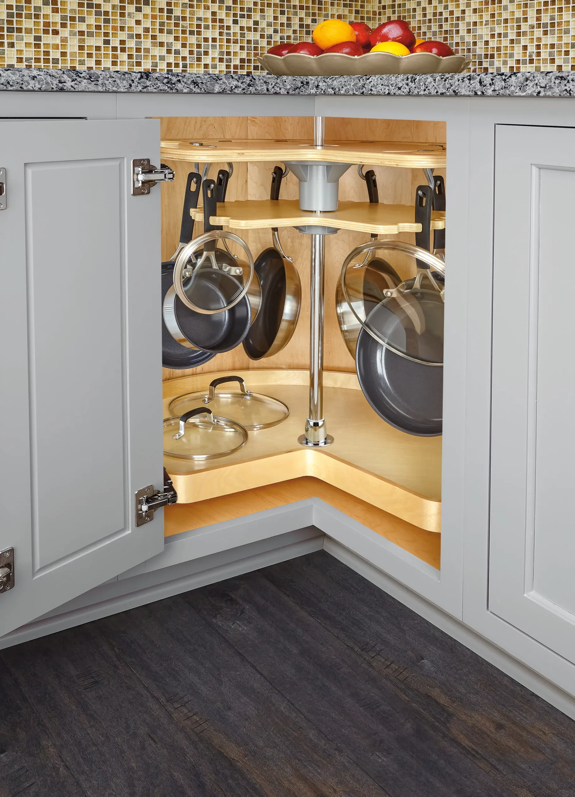 Rev-A-Shelf Not-So-Lazy-Susan w/Hardware and Hooks 28in Maple - Image 2