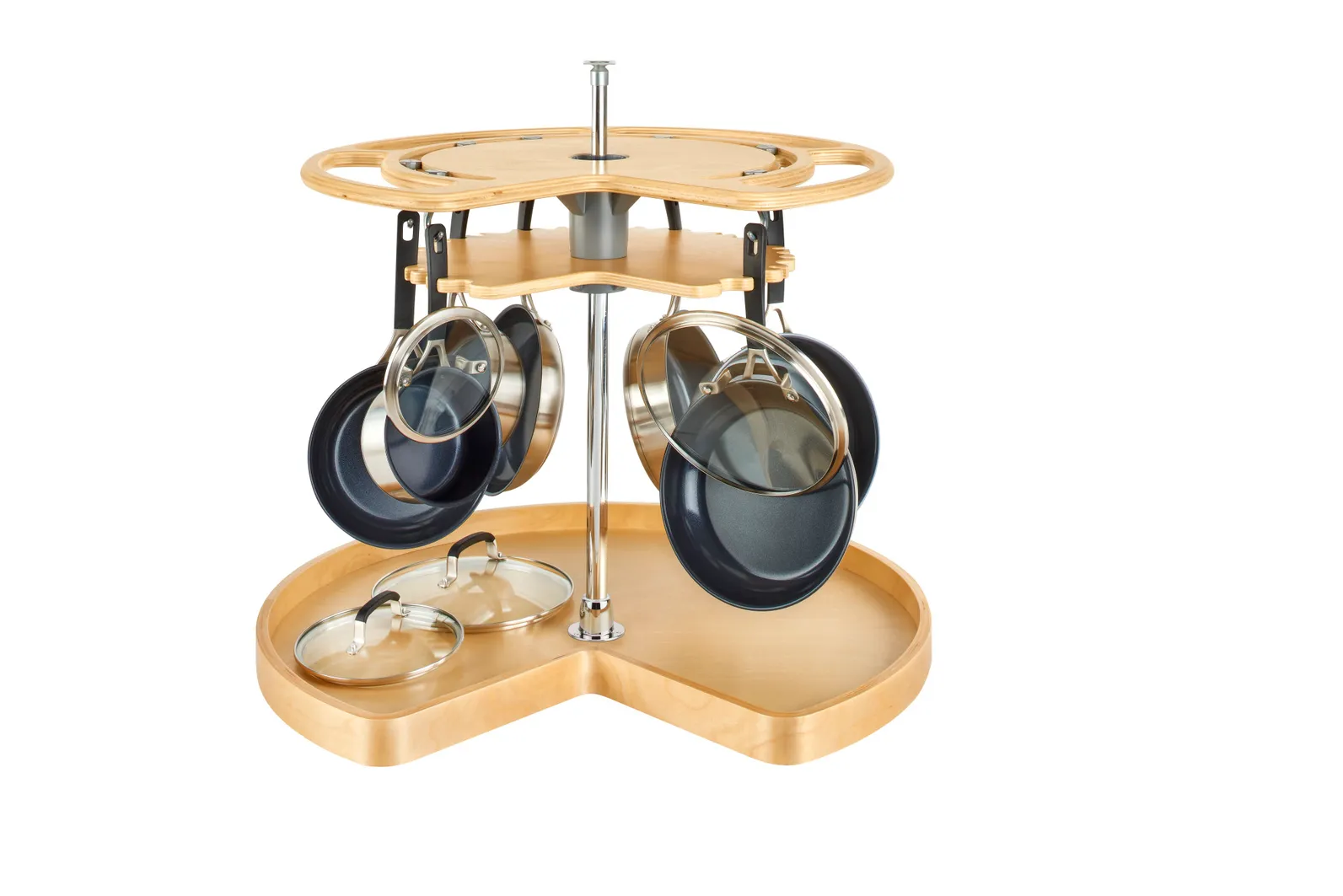 Rev-A-Shelf Not-So-Lazy-Susan w/Hardware and Hooks 28in Maple