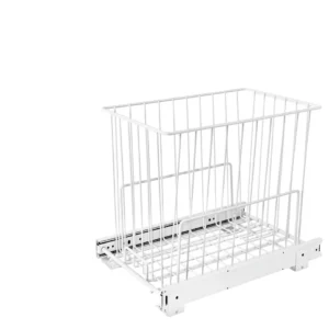 Rev-A-Shelf Wire Bottom Mount Pull-Out Hamper w.Full-Extension Slides 11x15in White