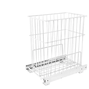 Rev-A-Shelf Wire Bottom Mount Pull-Out Hamper w.Full-Extension Slides 11x20in White