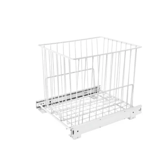 Rev-A-Shelf Wire Bottom Mount Pull-Out Hamper w.Full-Extension Slides 14x15in White