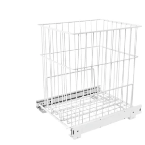 Rev-A-Shelf Wire Bottom Mount Pull-Out Hamper w.Full-Extension Slides 14x20in White