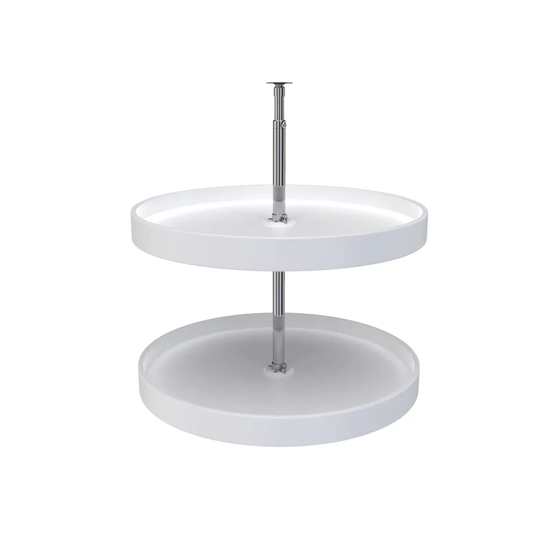 Full Round 2-Shelf Lazy Susan – White Wire Corner Cabinet Organizer