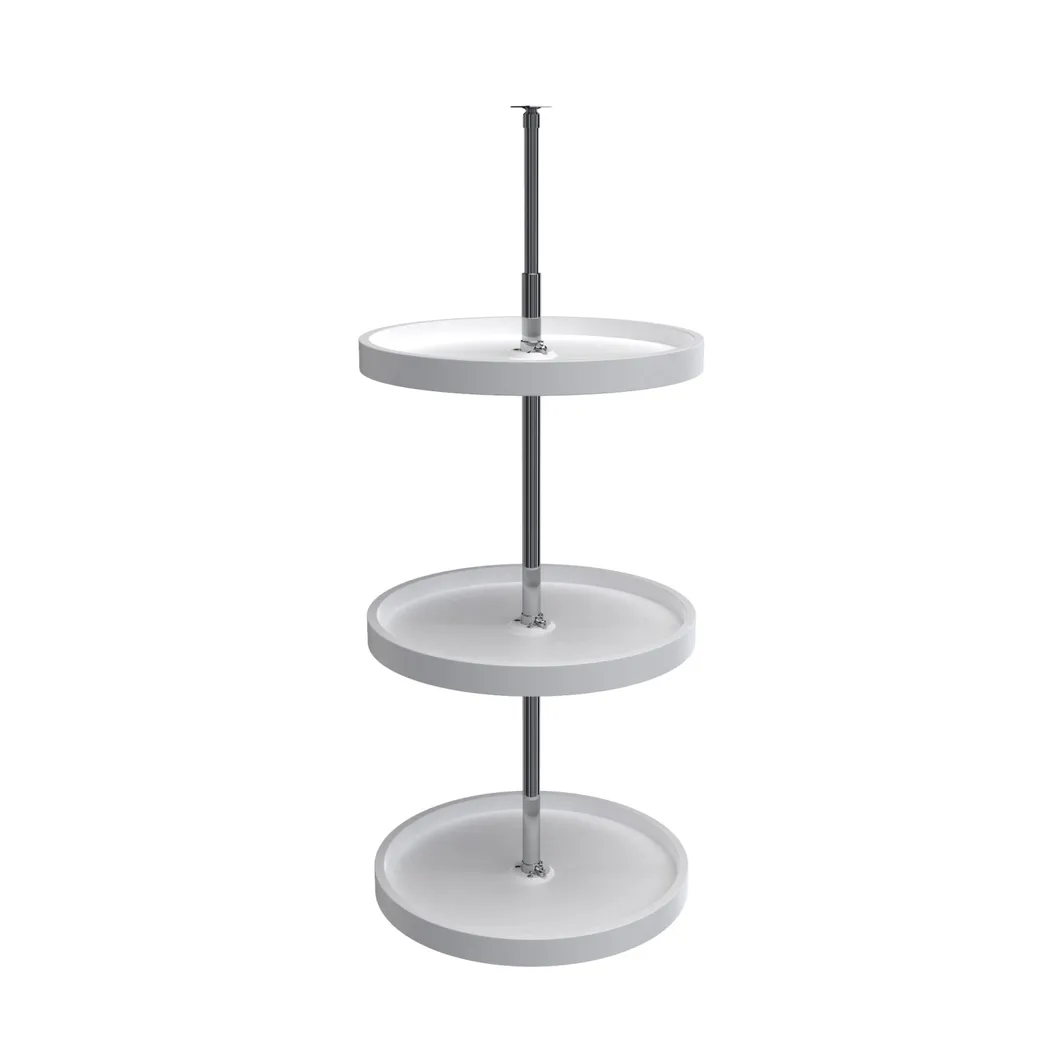 18" Full Round 3-Shelf Pull-Out Organizer – White Wire Corner Cabinet System