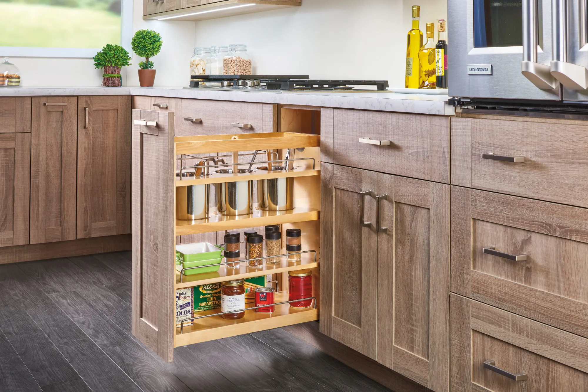 Base Pull-Out Utility Organizer – Maple with Soft-Close Slides - Image 2