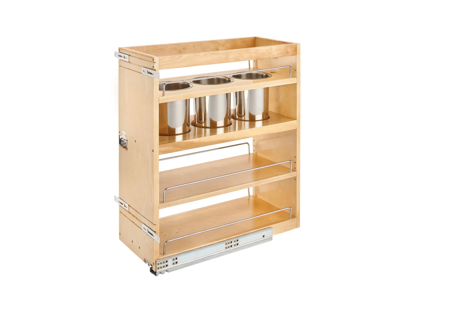 Base Pull-Out Utility Organizer – Maple with Soft-Close Slides