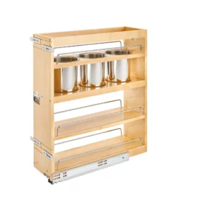 Rev-A-Shelf Wood Bottom and Side Mount 2-Shelf Utensil Bin Pull-Out w.Blumotion Soft-Close 7in Maple