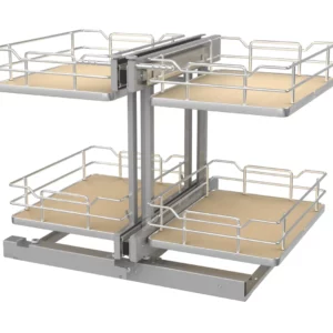 Rev-A-Shelf 2-Tier Solid Bottom Shelves w.Soft-Close Slides for Blind Corner 15in Natural Maple