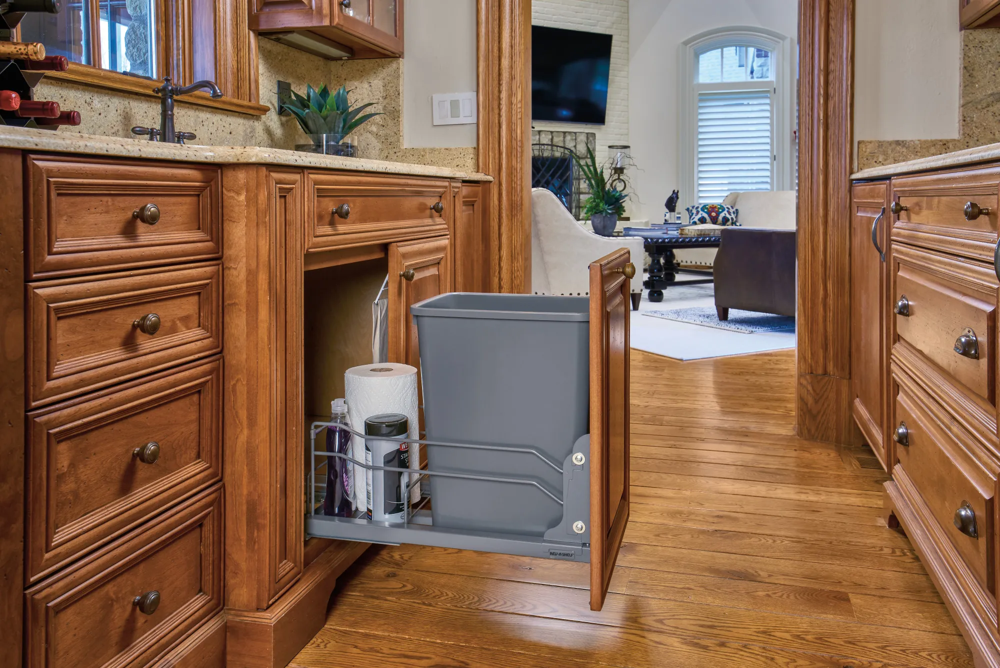 Rev-A-Shelf Steel Bottom Mount Pull-Out Single Waste Container w.Soft-Close 35qt Orion Gray - Image 2