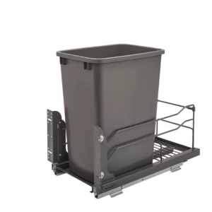Rev-A-Shelf Steel Bottom Mount Pull-Out Single Waste Container w.Soft-Close 35qt Orion Gray