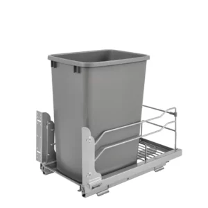 Rev-A-Shelf Steel Bottom Mount Pull-Out Single Waste Container w.Soft-Close 35qt Silver