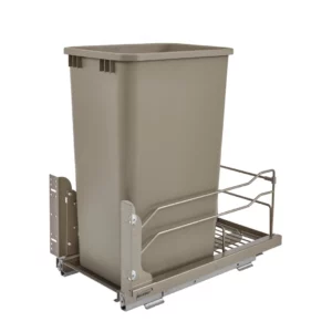 Rev-A-Shelf Steel Bottom Mount Pull-Out Single Waste Container w.Soft-Close 50qt Champagne