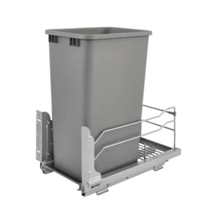 Rev-A-Shelf Steel Bottom Mount Pull-Out Single Waste Container w.Soft-Close 50qt Silver