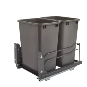 Rev-A-Shelf Steel Bottom Mount Pull-Out Double Waste Container w.Soft-Close 35qt Orion Gray