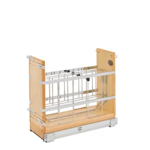 Rev-A-Shelf Wood Base Pull-Out Foil Wrap-Tray Divider Cabinet Organizer w.Blumotion Soft-Close Slides 8in Maple