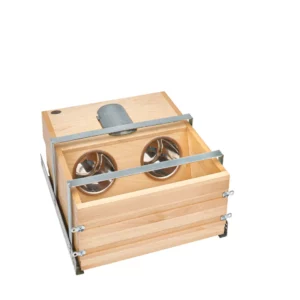 Rev-A-Shelf Outlet Drawer w.Blumotion Soft-Close for Full-Acess Vanity 18in Natural Maple