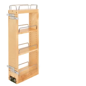 Rev-A-Shelf Four Shelf Pull-Out w.Soft-Close for Face Frame Wall 9in Natural Maple