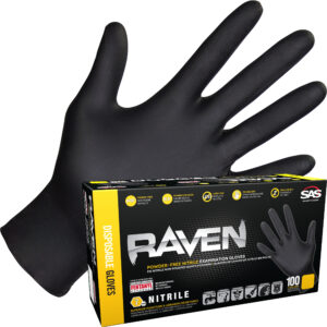 RAVEN 7MIL BLACK NITRILE GLOVES (MEDIUM)