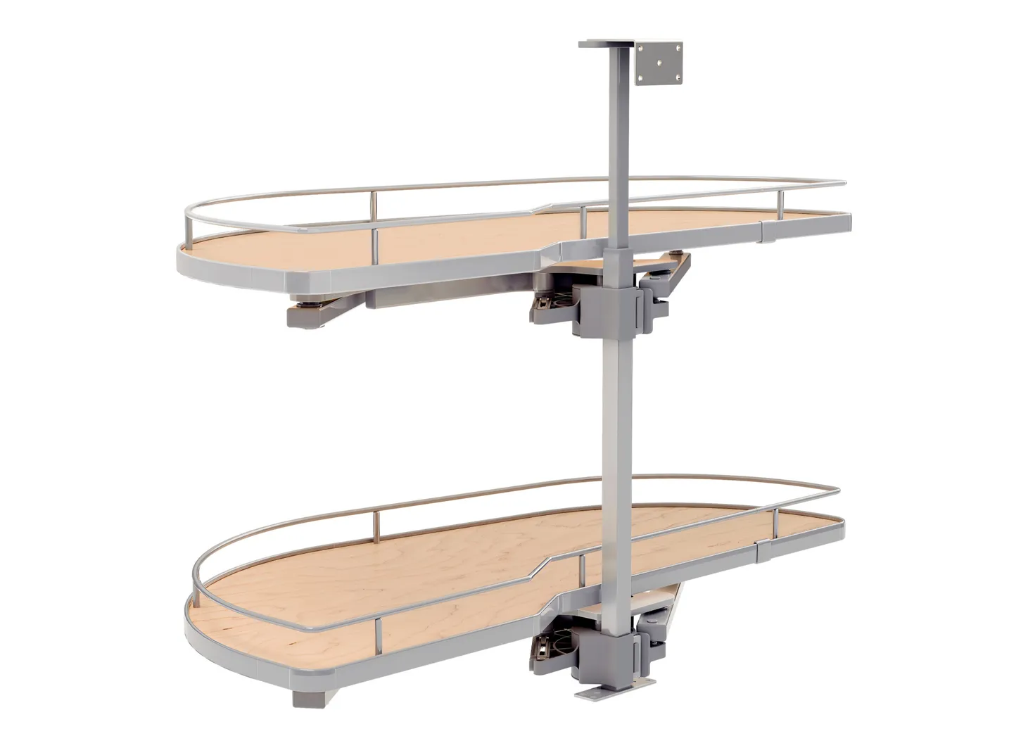 Rev-A-Shelf Girasolo 2 Tier Left Door Blind Corner Optimizer 18in Chrome/Maple