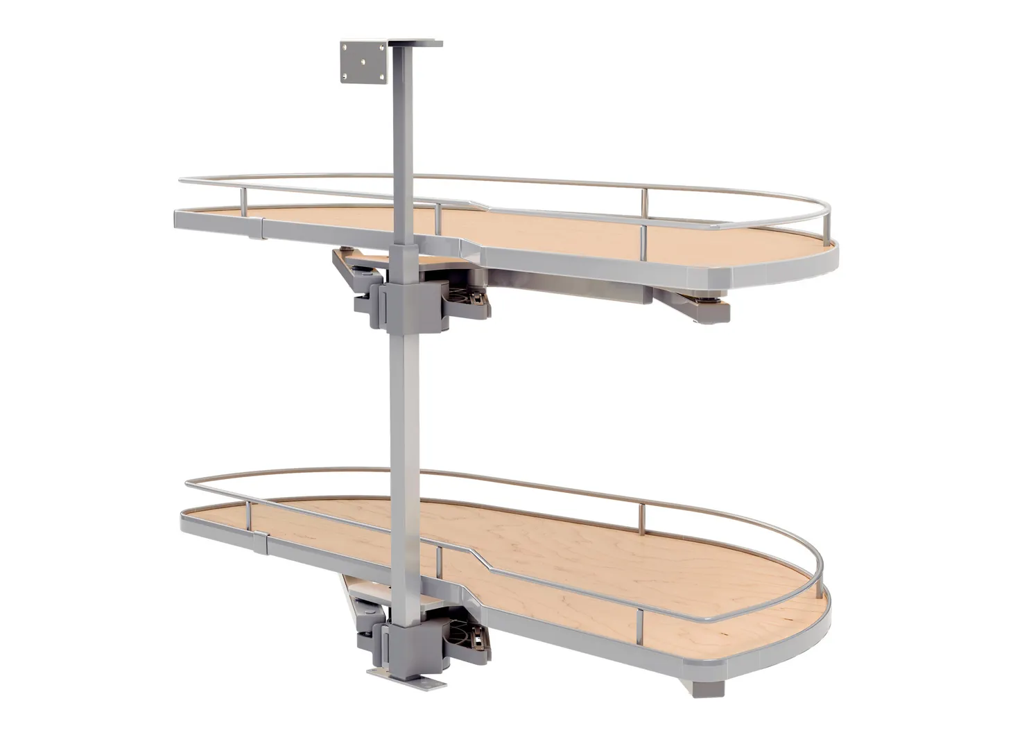 Rev-A-Shelf Girasolo 2 Tier Right Door Blind Corner Optimizer 18in Chrome/Maple