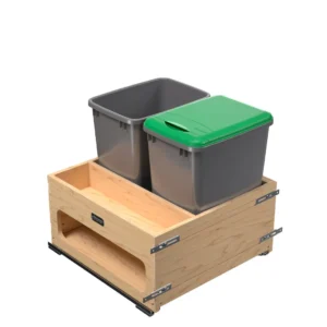 Rev-A-Shelf Wood Bottom Mount Waste Management Center Double 35 Qt.