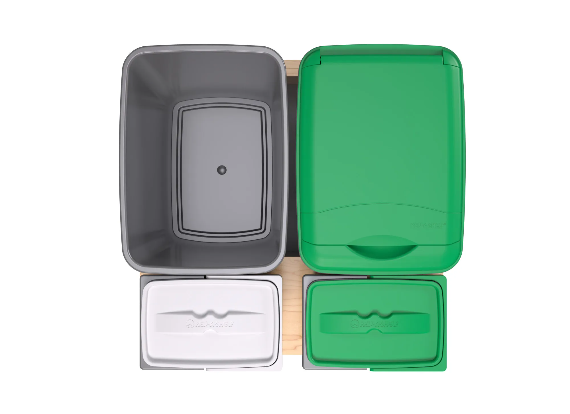 Rev-A-Shelf Wood Bottom Mount Waste Management Center Double 35 Qt w/ Two 8 L Waste Containers - Image 3
