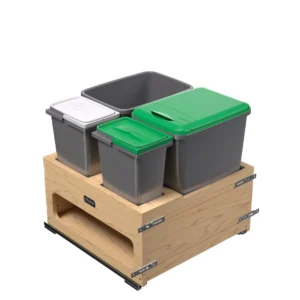 Rev-A-Shelf Wood Bottom Mount Waste Management Center Double 35 Qt  w/ Two 8 L Waste Containers
