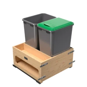 Rev-A-Shelf Wood Bottom Mount Waste Management Center Double 50 Qt.
