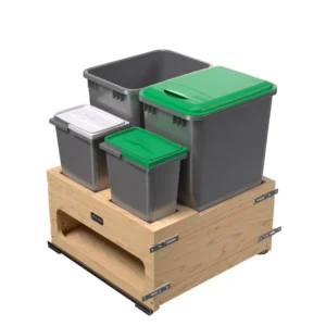 Rev-A-Shelf Wood Bottom Mount Waste Management Center Double 50 Qt  w/ Two 8 L Waste Containers