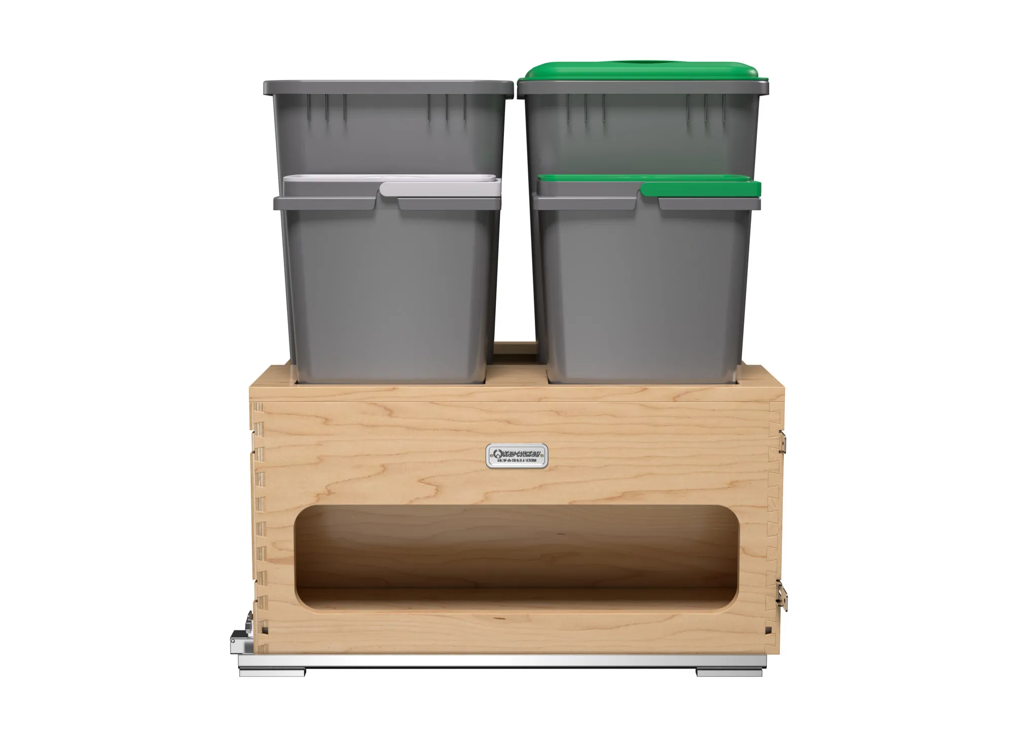 Rev-A-Shelf Wood Bottom Mount Waste Management Center Double 50 Qt w/ Two 8 L Waste Containers - Image 3