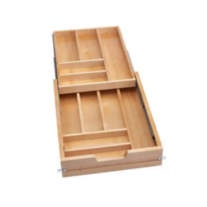 Natural Maple Tiered Cutlery Drawer w/ BLUMOTION Soft-Close Slides for Frameless 18" Base