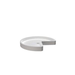 18" White Polymer Single Shelf Kidney-Shaped Lazy Susan Set