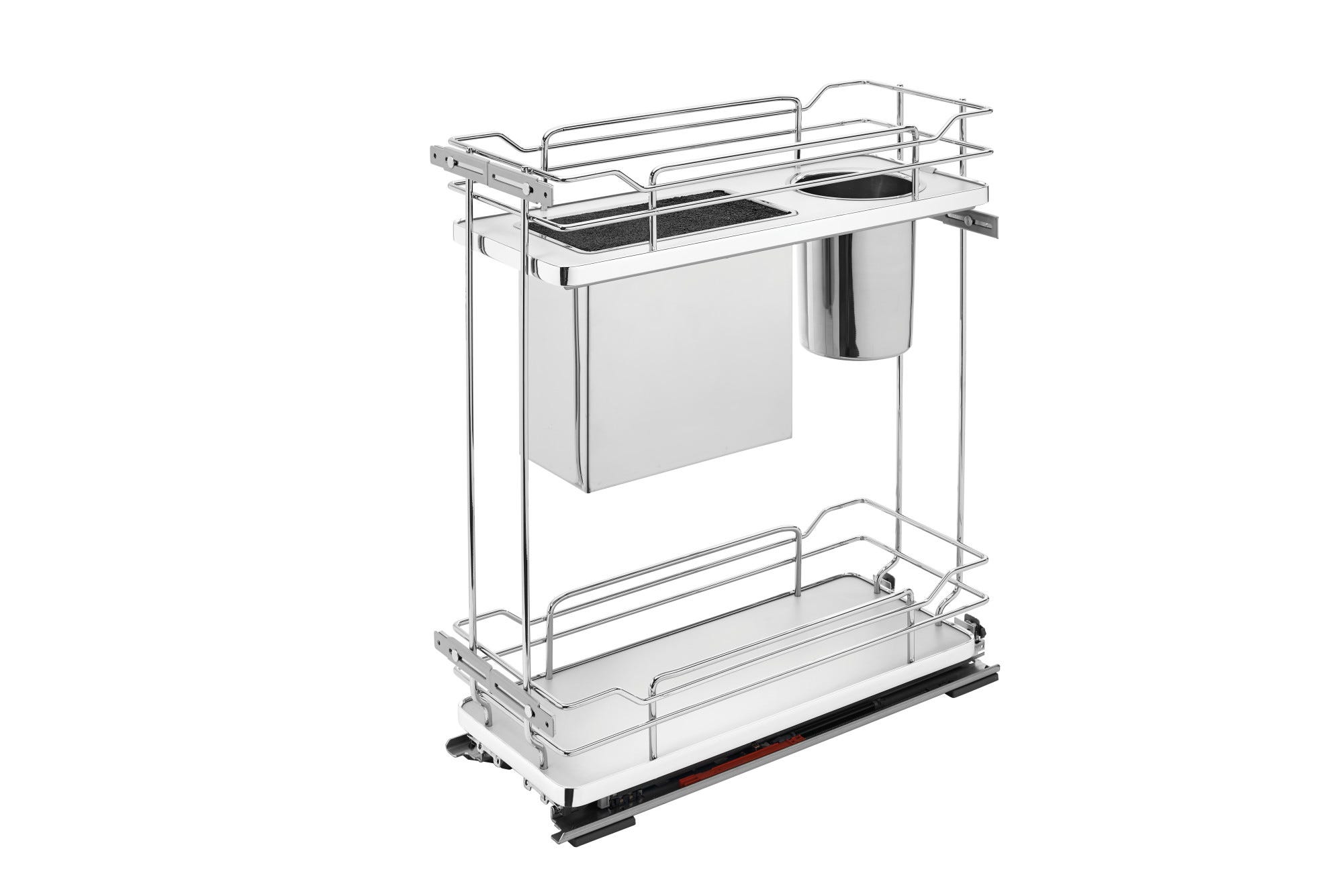 8" Two-Tier Pullout Gray Wire Organizer w/ Knife Block