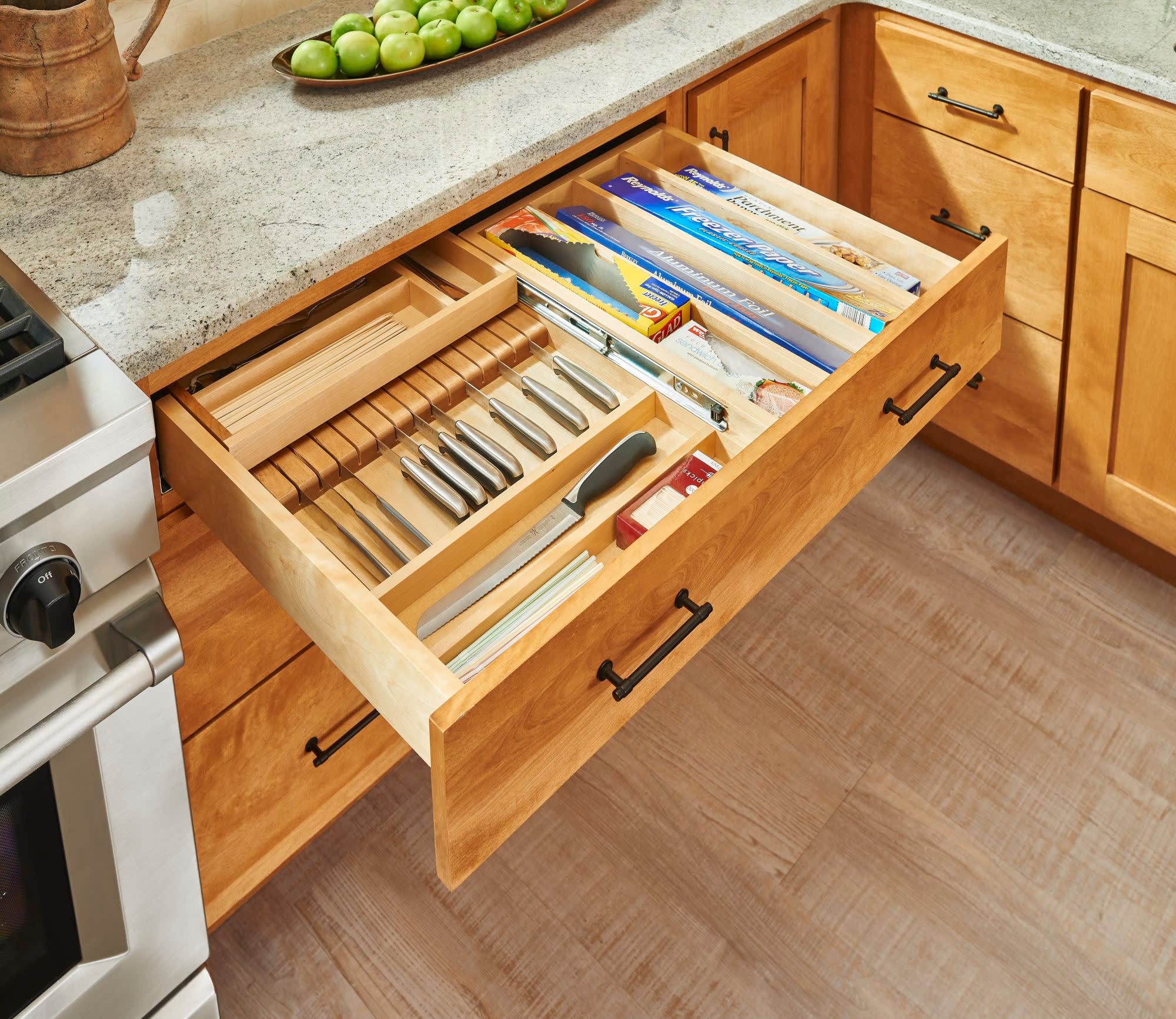 Natural Maple Tiered Combination Drawer w/ BLUMOTION Soft-Close Slides for 36" Face Frame - Image 3