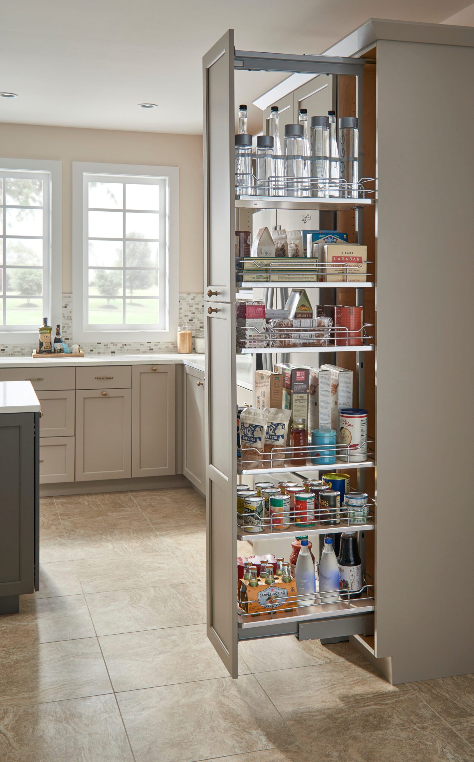 Gray Solid Bottom (5) Shelf Pullout w/ Soft-Close for 21" Full-Access Pantry w/ Height of 58-1/4" to 65-3/4" - Image 2