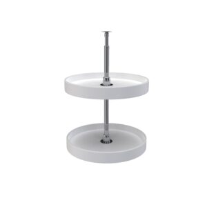 18" White Polymer 2-Shelf Full-Circle Lazy Susan Set